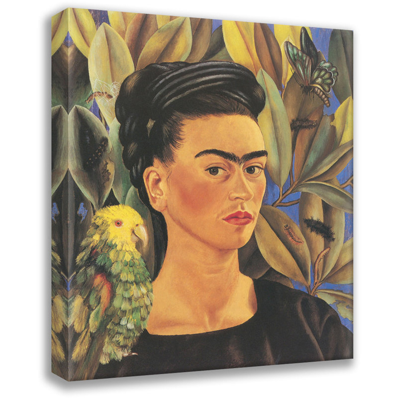 «Self Portrait with Bonito» par Frida Kahlo, toile tendue avec châssis, H 48 po x l 33 po