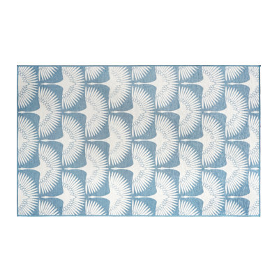 Tapis rectangulaire bleu / blanc 3 pi x 5 pi 
