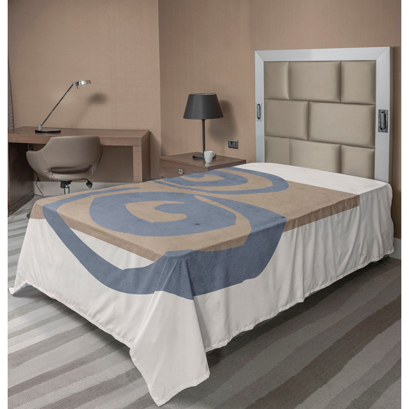 Ambre moderne Mid Century Modern Boho Top drap plat Whirly Art Warm Taupe, Drap plat pour lit simple