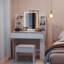 Rooke Dressing Table 3 Colorful Makeup desk White Dressing Table With LED Light Mirror-1631838360