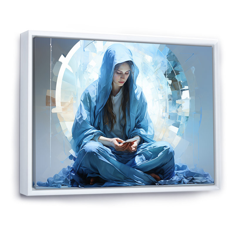 «Apostolique azur Christianity Art I» sur toile, Cadre flottant blanc, H 12 po x l 20 po x P 1 po