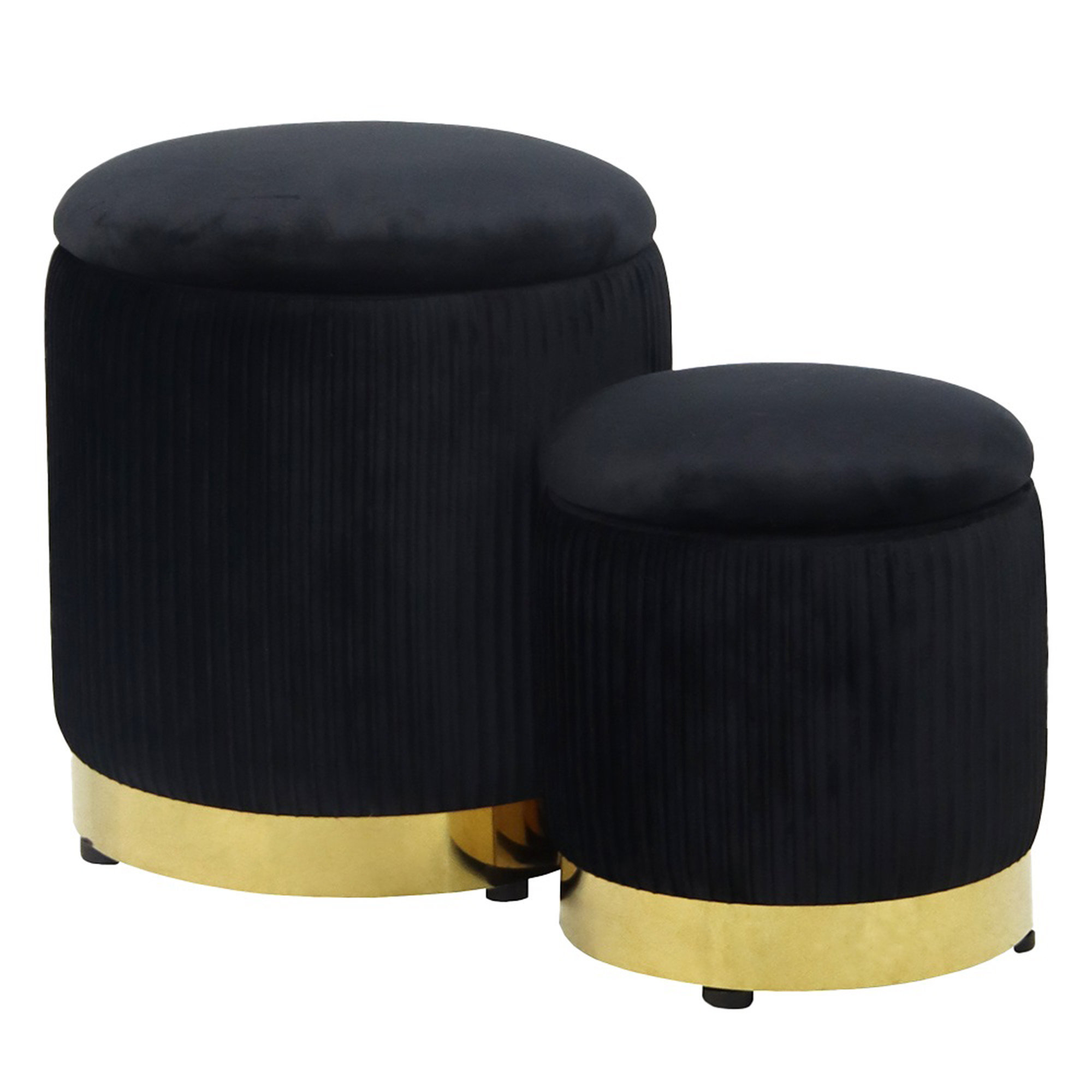 Mercer41 Zoe Storage Ottoman Set Attractive Velvet Ottomans for Living Room Perfect Home Decor