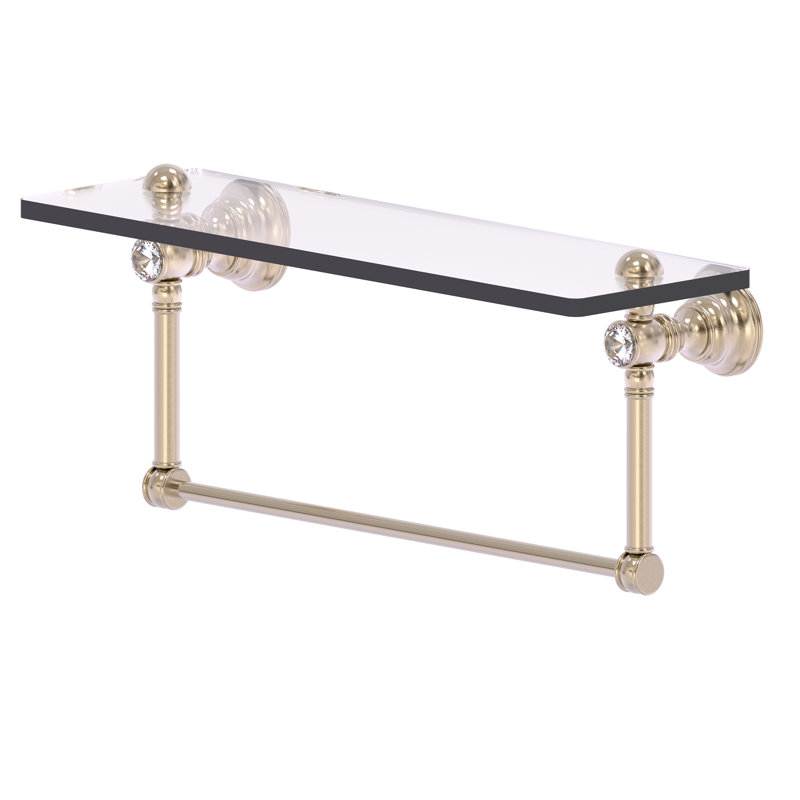 Freyja Glass Bracket Shelf with Towel Bar, 5.54" H x 22" W x 7" D, Antique Pewter