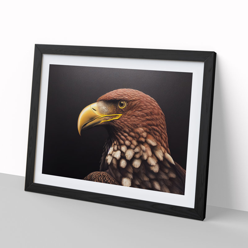 Euphoric Eagle Bird - Framed Print, Black, 46cm H x 64cm W x 2cm D