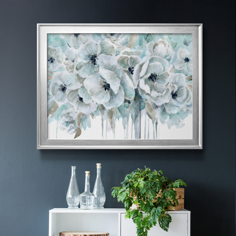 Teal Harmony II - peinture sur toile encadrée, Argent, H 22,5 po x l 30,5 po x P 1,5 po