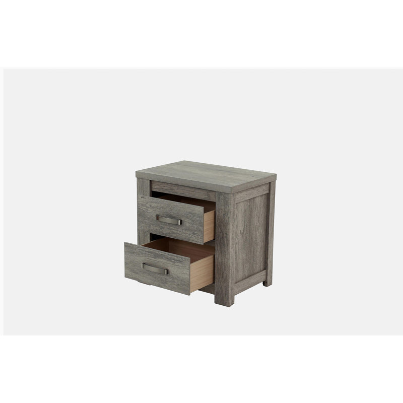 Armoire de chevet 1 pièce 2 tiroirs Country, Gris clair
