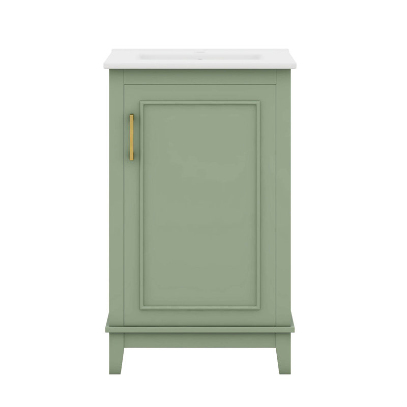 Meuble-lavabo de 20 po avec lavabo, petite armoire de salle de bain avec supports de rangement et porte à fermeture en douceur
