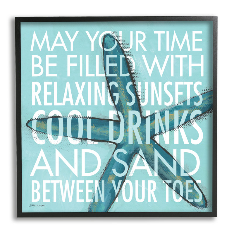 «Sunsets Cool Drinks Sand Beach Expression», H 24 po x l 24 po x P 1,5 po, Giclée encadrée noir minuit