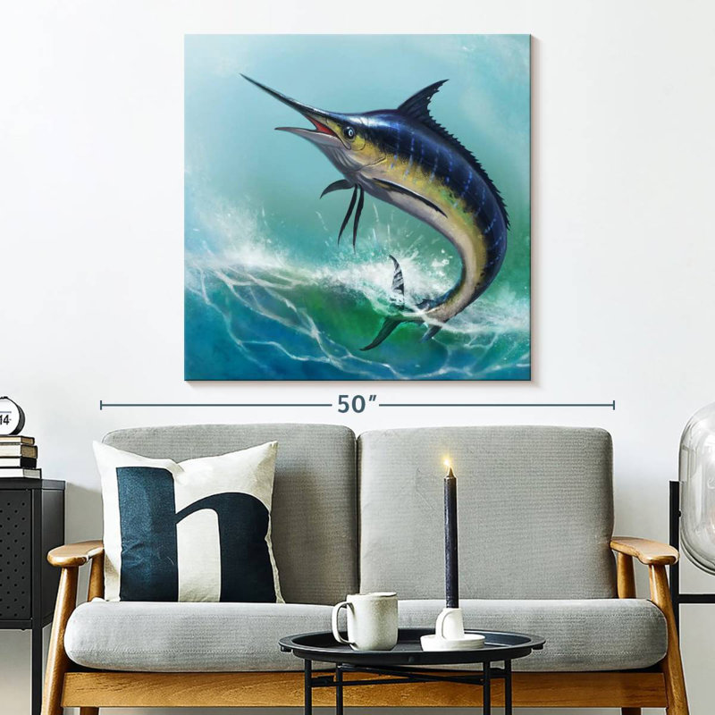 Crowle Blue Marlin Painting, 33" H x 33" W