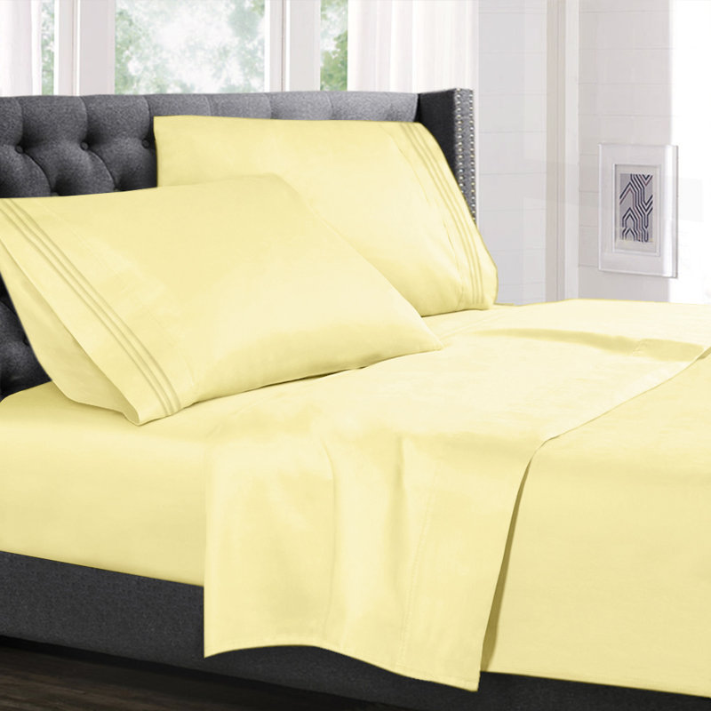 Microfiber Sheet Set, Ivory, Short Queen Sheet Set+Fitted Sheet+2 Pillowcases