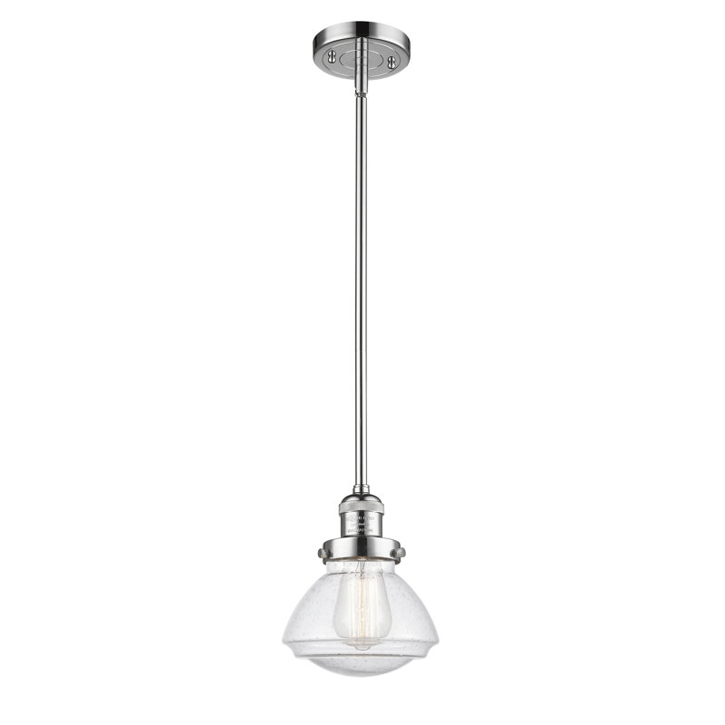 Luminaire suspendu simple à 1 lumière Chesterville, Ampoule non incluse, Grainé, Chrome poli