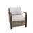 Patio Brown Wicker Lounge Chair, Metal Curved Armrest, Cushion-1588661638