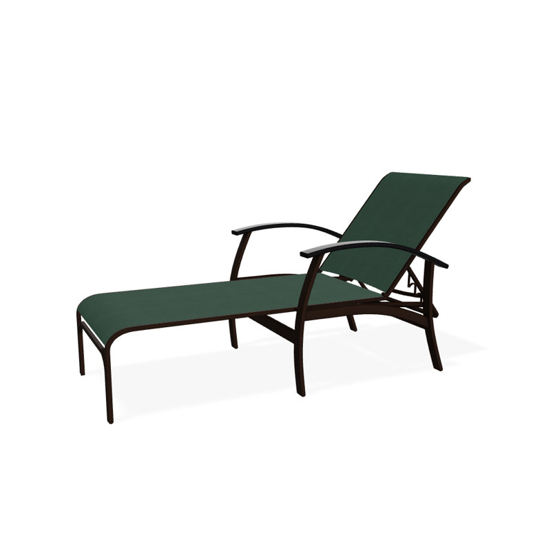 Chaise longue inclinable Askar, Noir P70, Vert forêt 22D Sunbrella® vert, Kona texturé