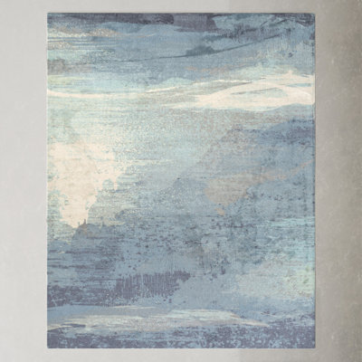 Zeta Blue Gray Beige Abstract Rug