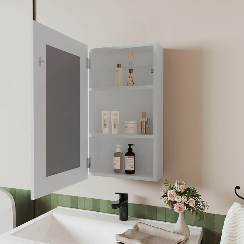 Armoire à pharmacie blanche avec miroir inclus, Blanc