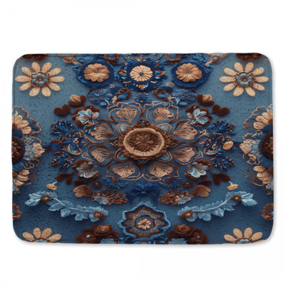 Tapis de bain à broderie florale complexe