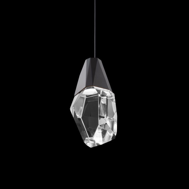 Martini 1 - Light LED Single Pendant, Black, Clear Optic Crystal