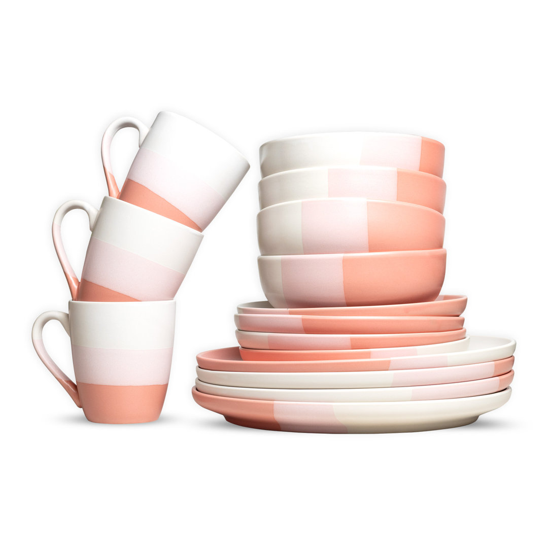 ROYALFORD 16 Piece Stoneware Dinnerware Set | Microwave, Dishwasher & Freezer Safe Durable Crockery Set | Includes Dinner & Dessert Plates Cereal Bowl