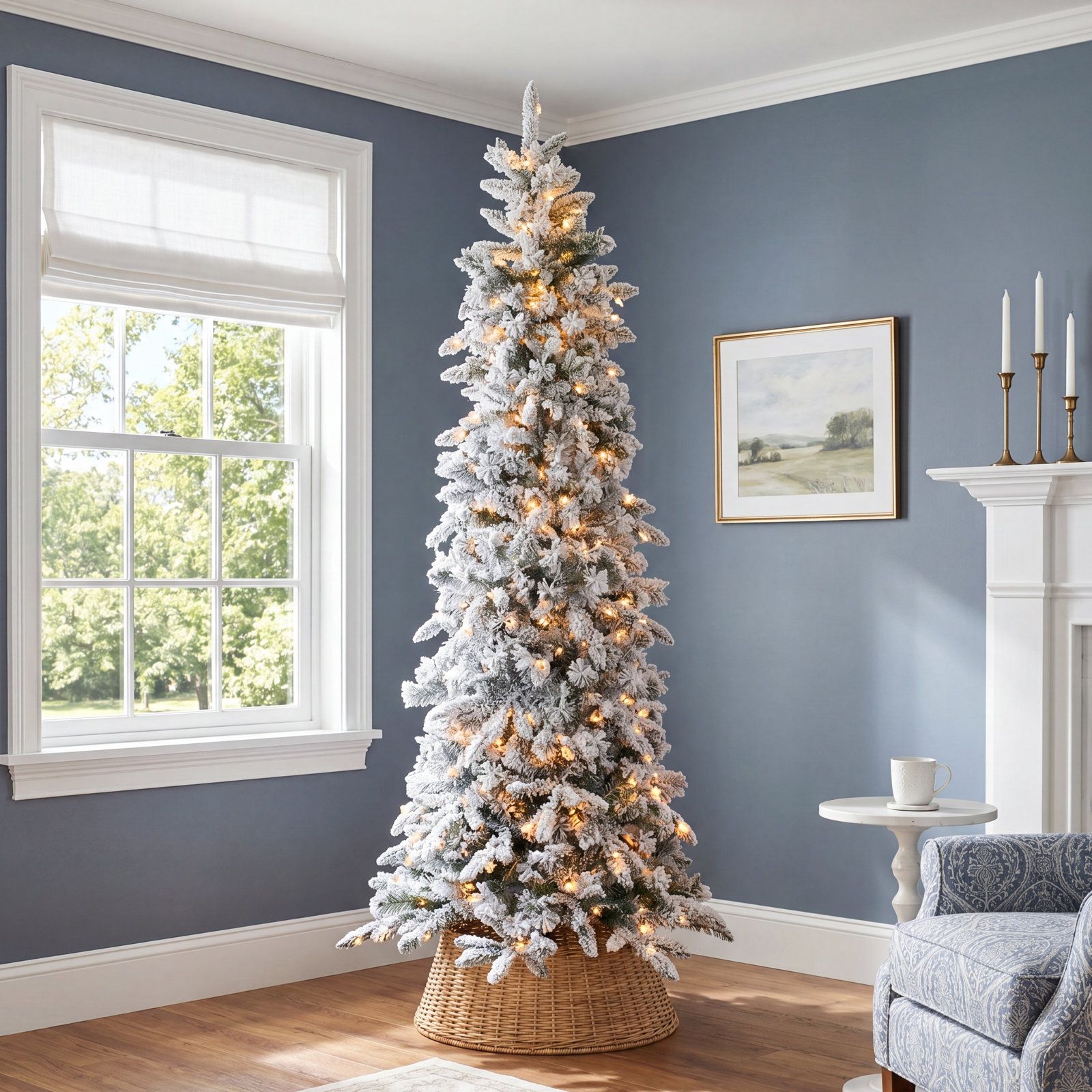 White Frosted 7.5' Pre-Lit Pine White Tree