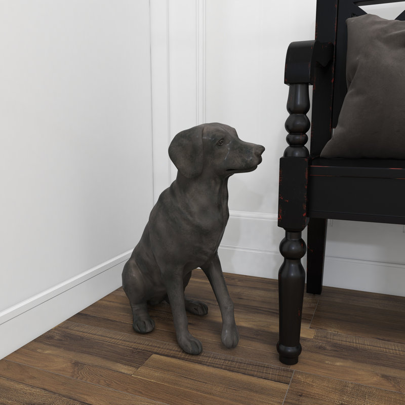Sculpture polystone brune décorative pour chien