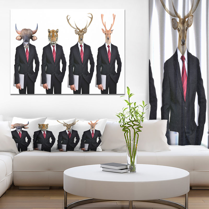 «Animals in Americana suit», impression, H 30 po x l 40 po x P 1,5 po, Toile tendue