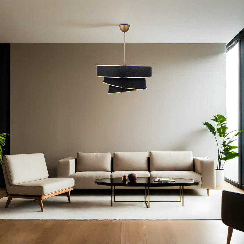 Stunning Black & Gold Chandelier with Cotton Cap, 15.7 x 15.7 x 7.9 inches | Total Height: 28.3 inches | E27 Socket (Max 40W) | CE Certified | Glam Scandinavian Country Design for Elegant Home Décor