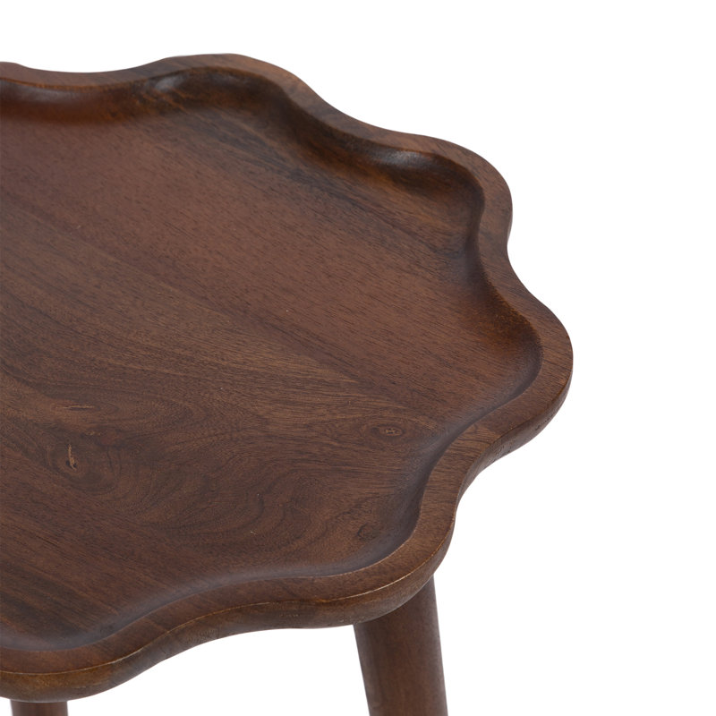 Table de bout en bois massif Kalid, Bois brun foncé, 22" H x 15" W x 15" D