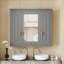 Armoire de salle de bain murale avec porte miroir, armoire de rangement murale avec 4 tablettes