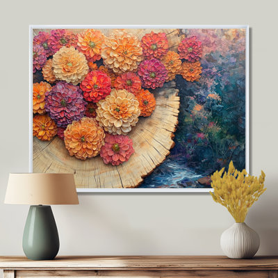 «Colors of Chrysanthemums Flowers On A Top of Woode - Chrysanthemums», reproductions encadrées