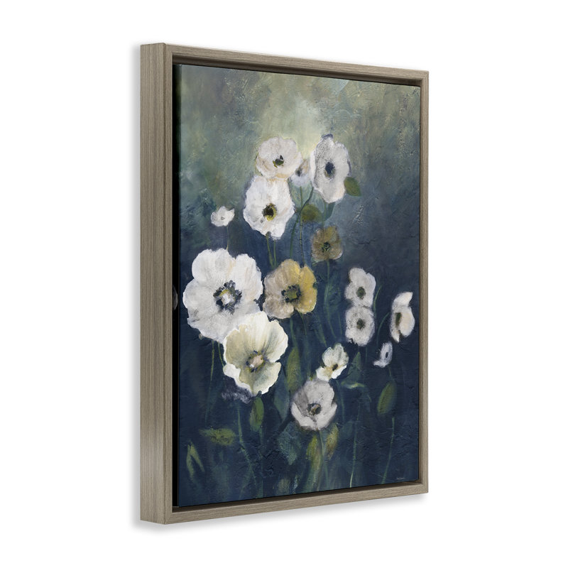 Coquelicots fleurs traditionnelles, H 31 po x l 25 po, Cadre flottant orme Montalcino