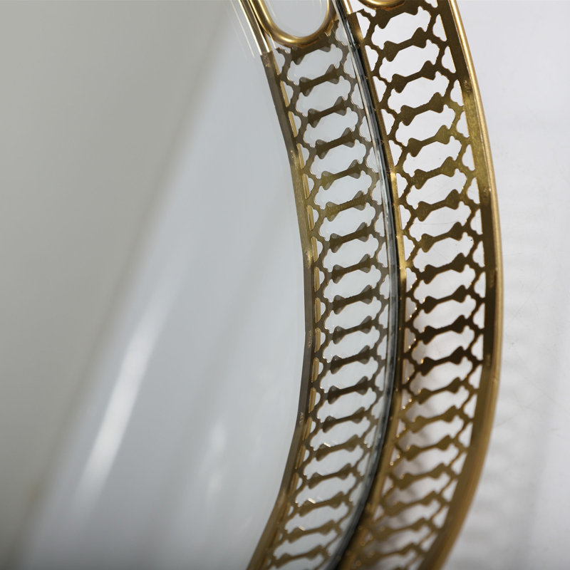 Vintage Metal Round Mirror Surface Tray