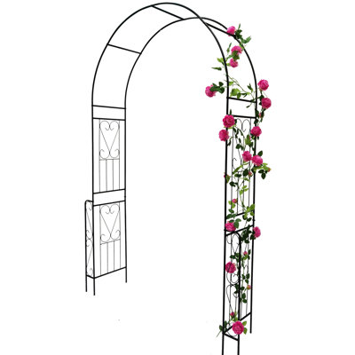 55'' X 94.5'' Black Metal Trellis - Decorate Garden With Vines Outdoor Arch Support Grape Growth 94.5''H