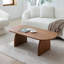 Table basse, piètement incurvé, surface lisse, noyer sélectionné, durabilité à long terme, support ovale en bois massif, répartition uniforme du poids, usage polyvalent-9752907