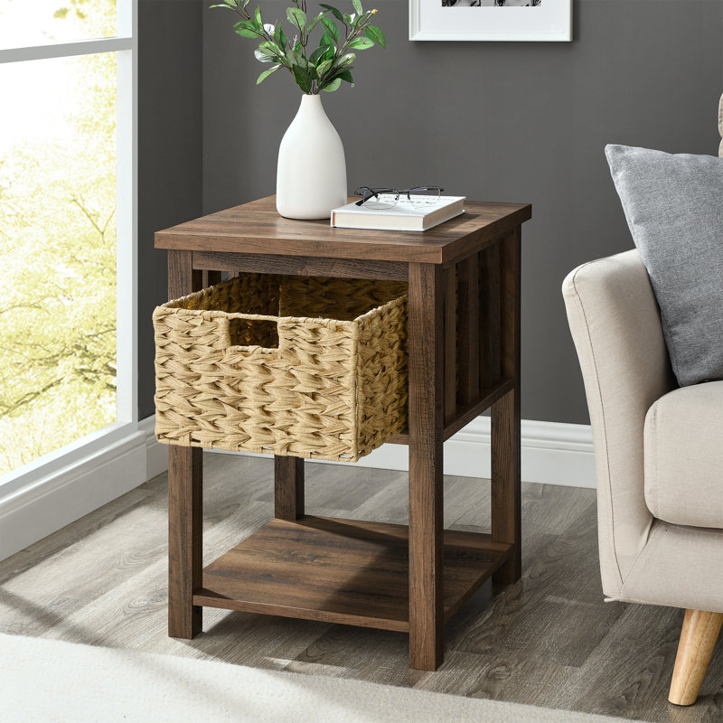 Table de bout avec rangement Knepp, Chêne rustique