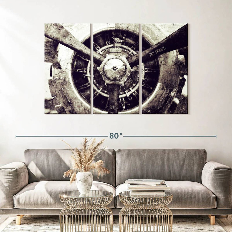 Ensemble d'hélices rétro sur toile 3 pièces, H 36 po x l 57 po