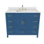 Meuble-lavabo bleu de 42 pouces avec comptoir en quartz blanc de Carrare et 9 tiroirs-137800763