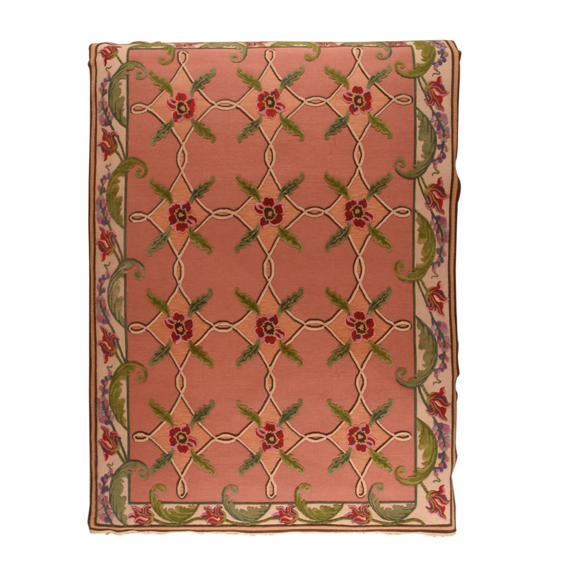 Wool Floral Area Rug in Red