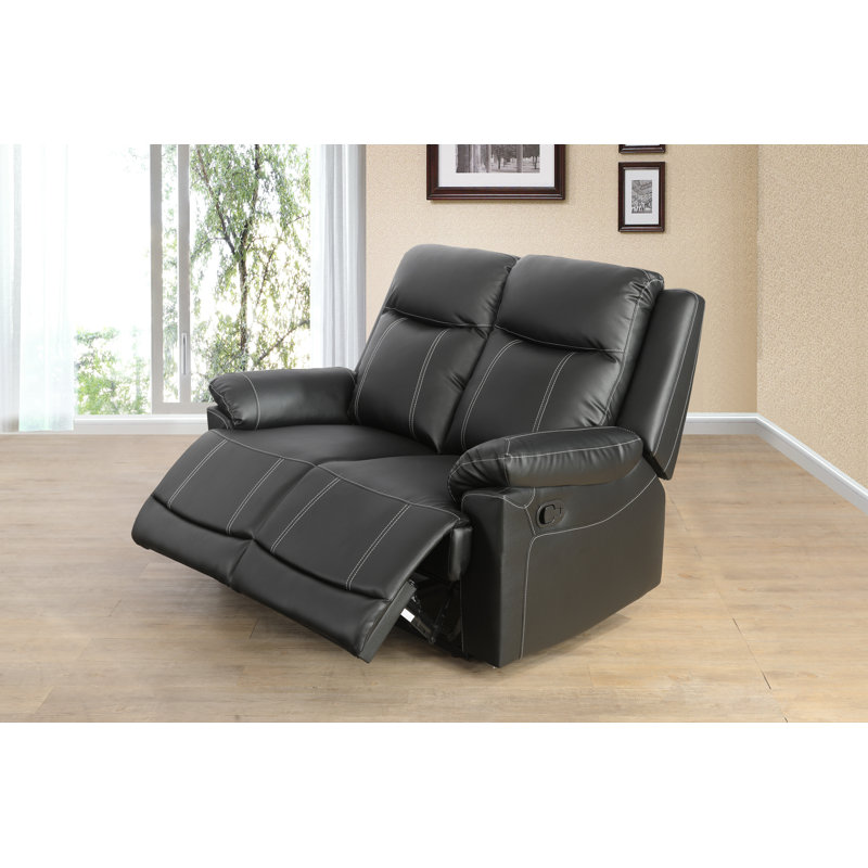 Aad Faux Leather Recliner, Black Faux Leather