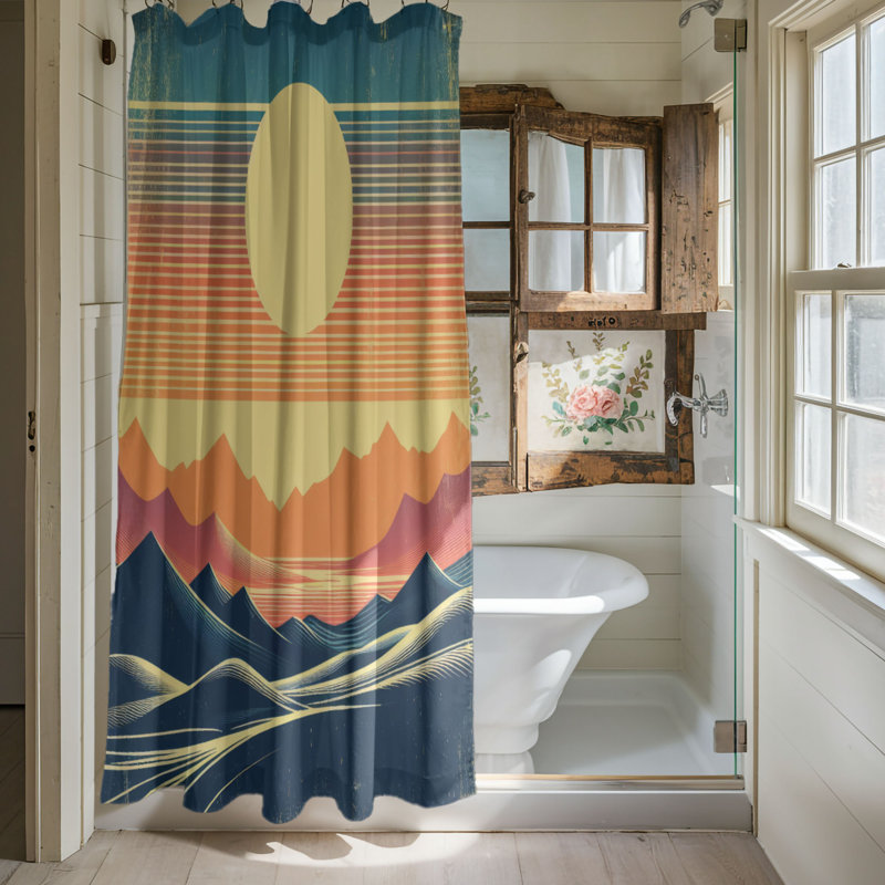 Rideau de douche standard 1 pièce Faded Sun Rays, H 74 po x l 71 po