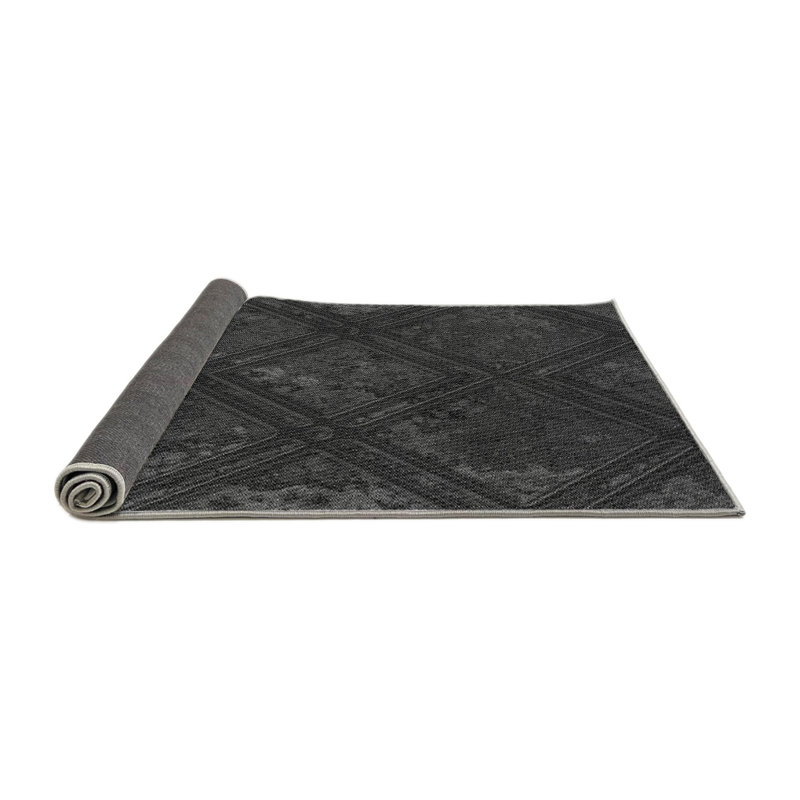 Tapis noir à motifs géométriques, Rond 3 pi