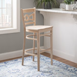 Michalah Solid Wood Bow Tie Back 30" Barstool