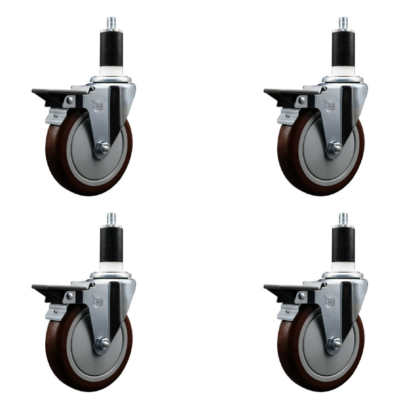 Ensemble de roulettes extensibles en poly pivotant de 1 3/8 po avec frein SCC