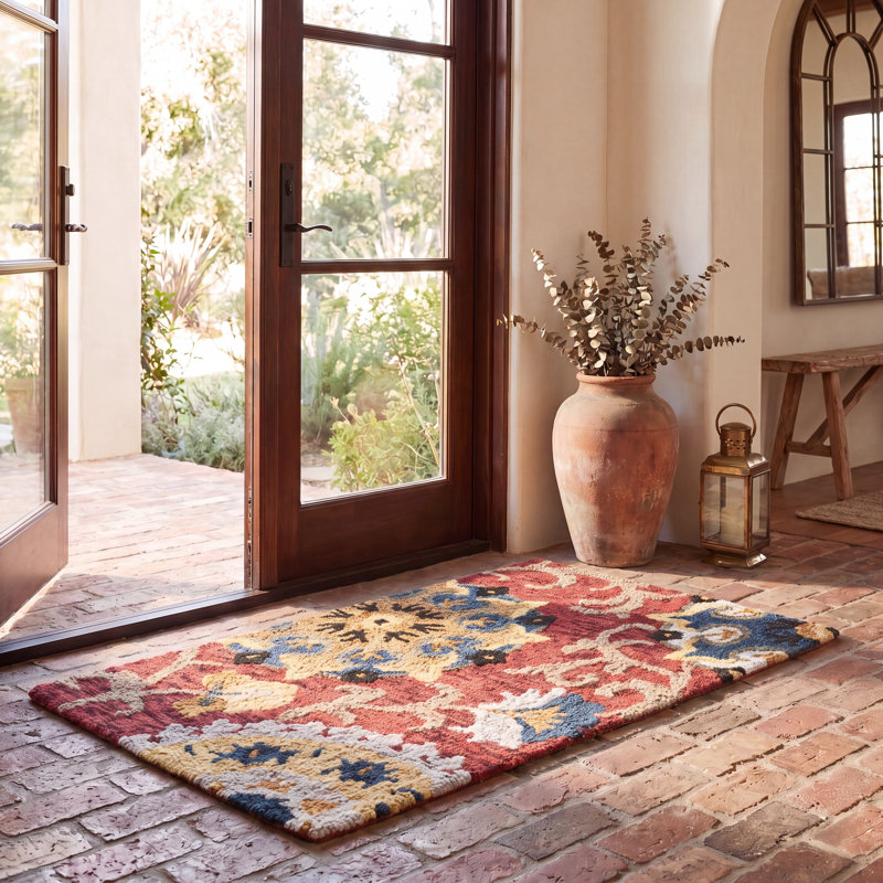 Ferrera Floral Handmade Tufted Wool Area Rug, Rectangle 2' x 3'