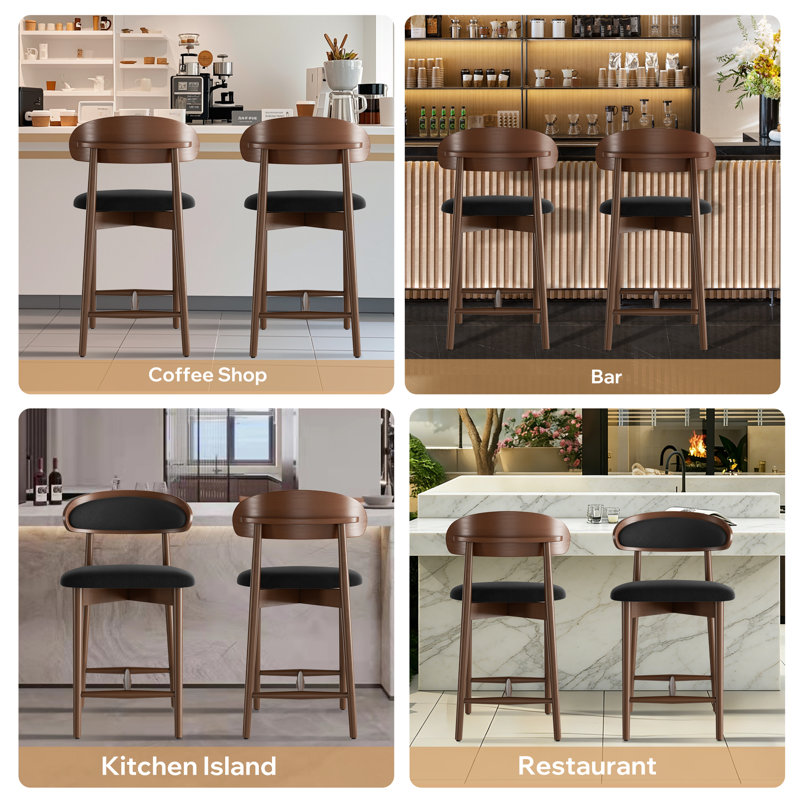 Upholstered Solid Wood Dining Chair With Footrest - Stylish And Comfortable Side Chair, 4, Black