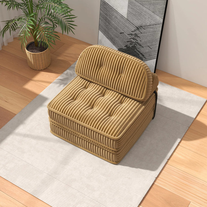 Canapé-lit convertible pliant avec matelas pliable et dossier à plateau-coussin, Orange