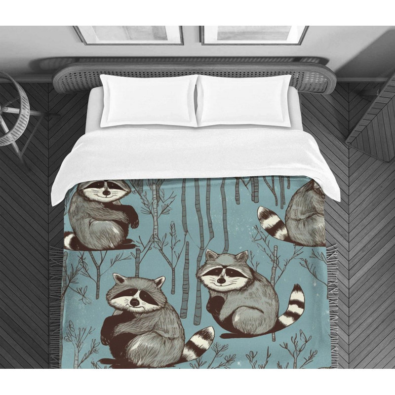 Racoons Animals Blue Bedding, Queen Comforter