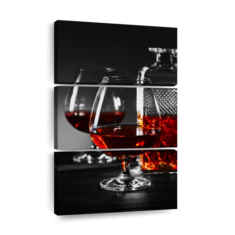 Ensemble de 3 boissons cognac sur toile, H 38 po x l 24 po x P 1,25 po
