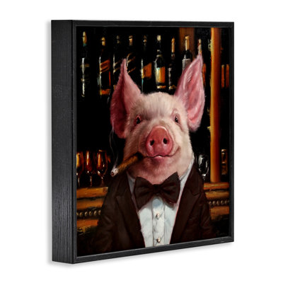 «Classy Pig at Cigar Bar Farm Animal» par Lucia Heffernan - impression d'art graphique