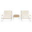 Ensemble de 3 chaises longues d'extérieur TREXM, chaise longue de patio avec table d'appoint en acacia, chaises longues de piscine pour pelouse, terrasse, plage, beige et blanc