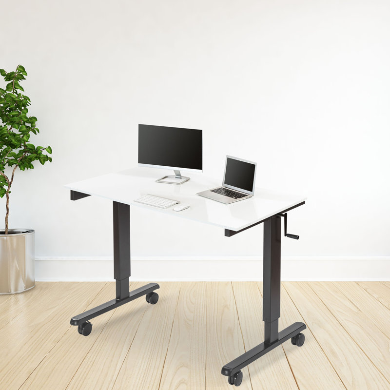 Bureau debout à hauteur ajustable Fontclair, H 32,5 po x l 47,25 po x P 29,5 po, Blanc brillant / gris anthracite
